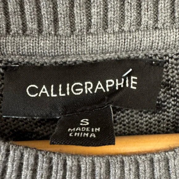 Anthropologie Calligraphie Gray Cat Print Sweater Women’s Small NWT - Picture 8 of 9